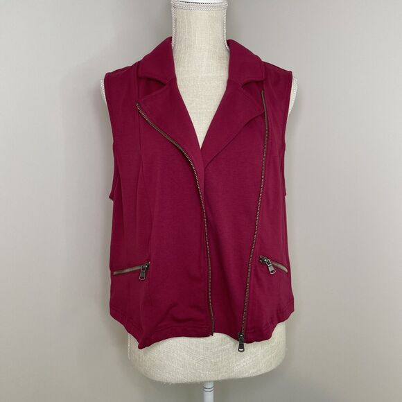 Torrid Moto Cropped Vest Full Zip Pockets Biker Jacket Beet Red Size 1 1X 14-16 - Picture 7 of 10